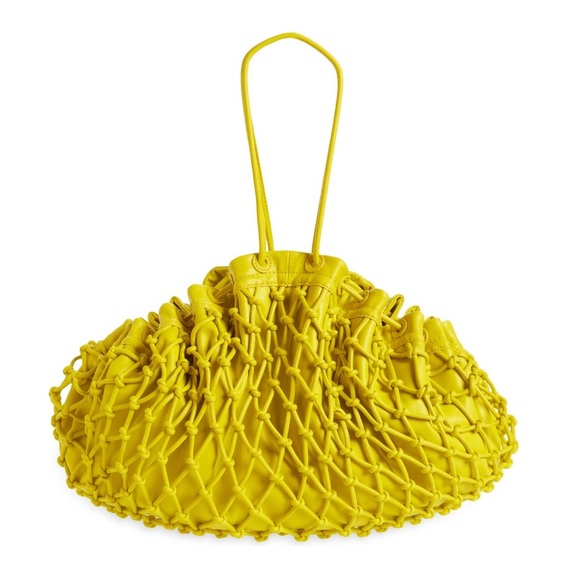 Simon Miller $495 NWT Large Scrunch Net Drawstring Bucket Market Bag Citron - Picture 2 of 10